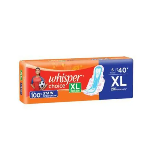 Whisper Choice Sanitary Pads - XL 6 Pads