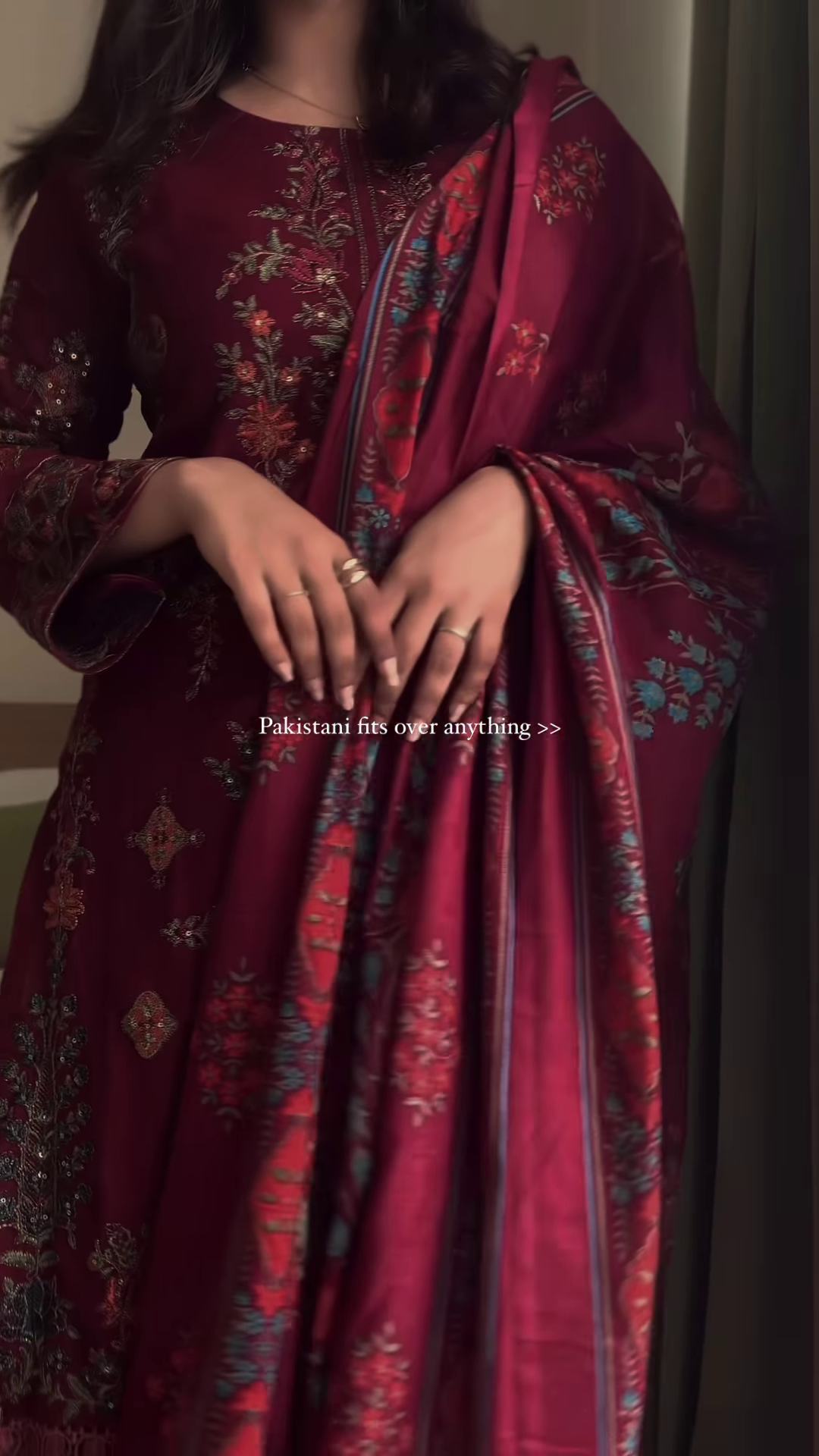 Luxurious Maroon Pakistani Embroidered Suit with Dupatta - Image 2