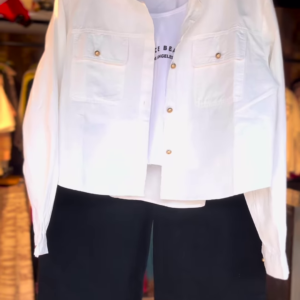 ๐ค๐ค Monochrome Street Style Co-Ord Set โ Shirt, Tee & Wide-Leg Pants (3-Piece Set)