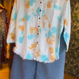 Pastel Tie-Dye Shirt with Denim Culottes โ Street Style Co-ord Set