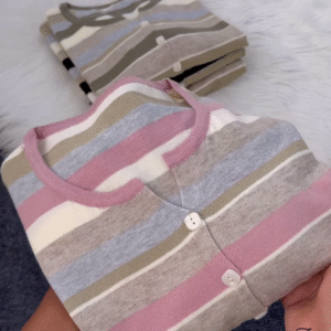 Striped Knit Button-Front Cardigan β Soft Neutrals, Effortless Chic π€π€