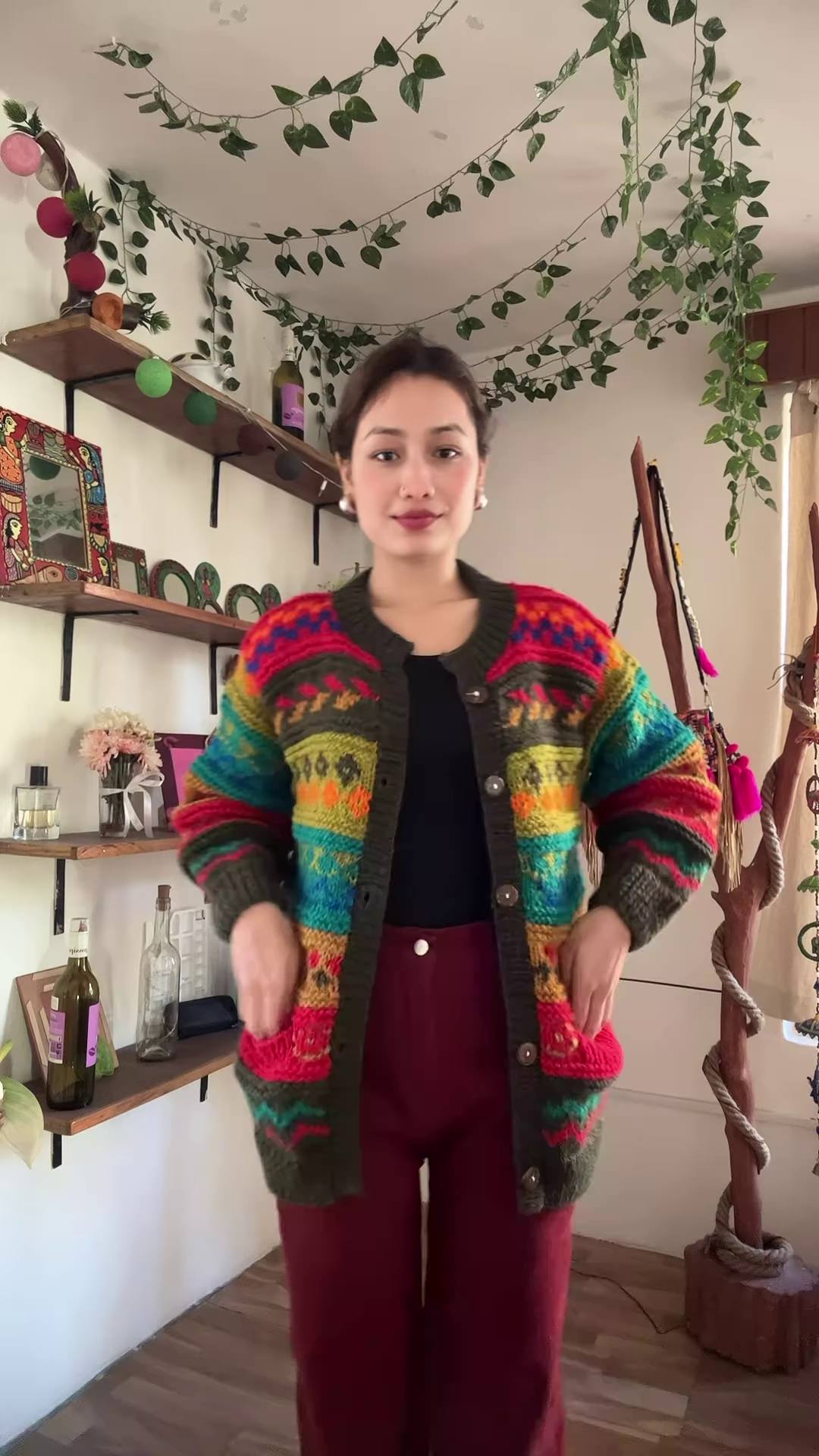 Multicolor Knitted Cardigan & Jogger Set ๐จ Boho-Chic Comfortwear