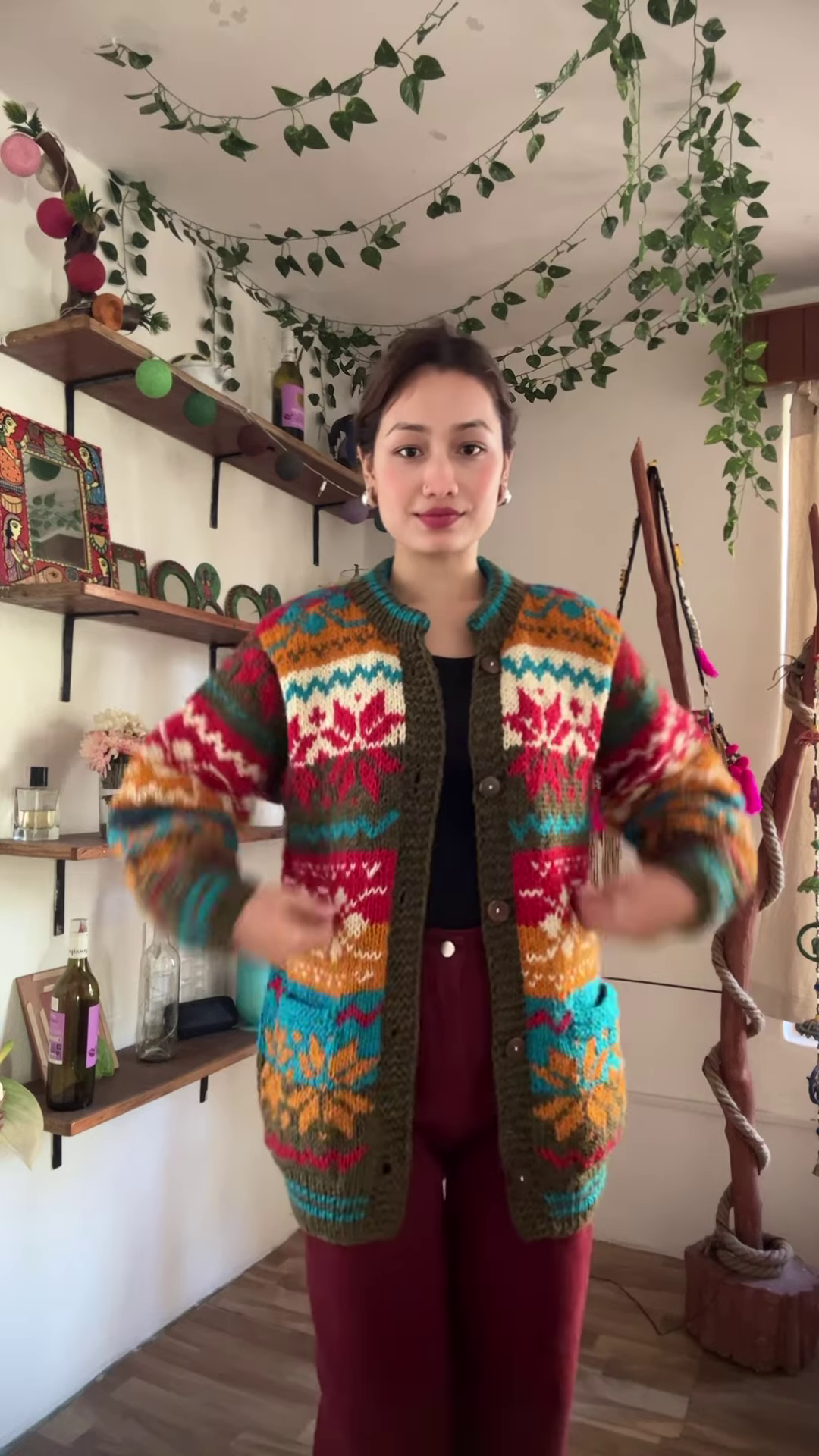 Multicolor Knitted Cardigan & Jogger Set ๐จ Boho-Chic Comfortwear - Image 4