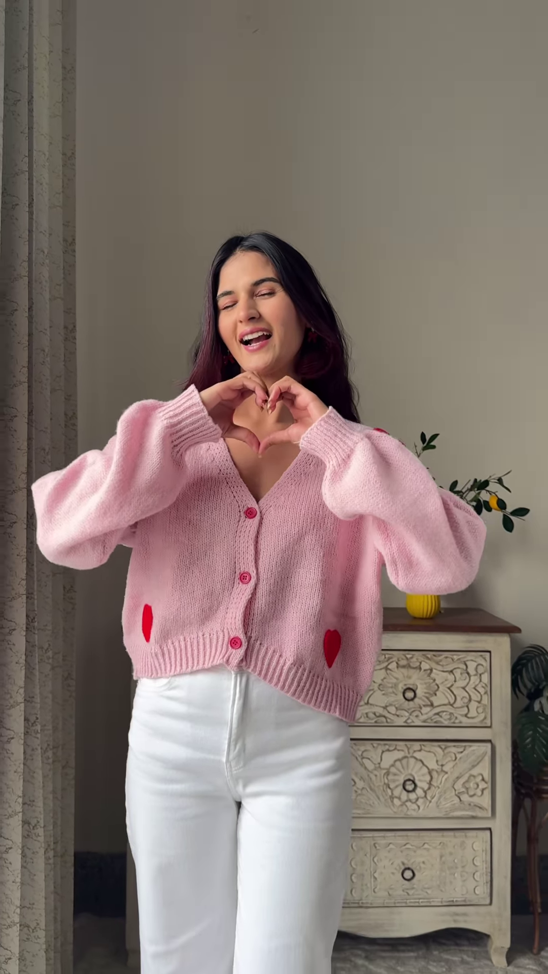 Heart & Ribbon Knitwear Collection π§Άπ With Embroidery & Bow Accents β Pink & Cream Variants - Image 2