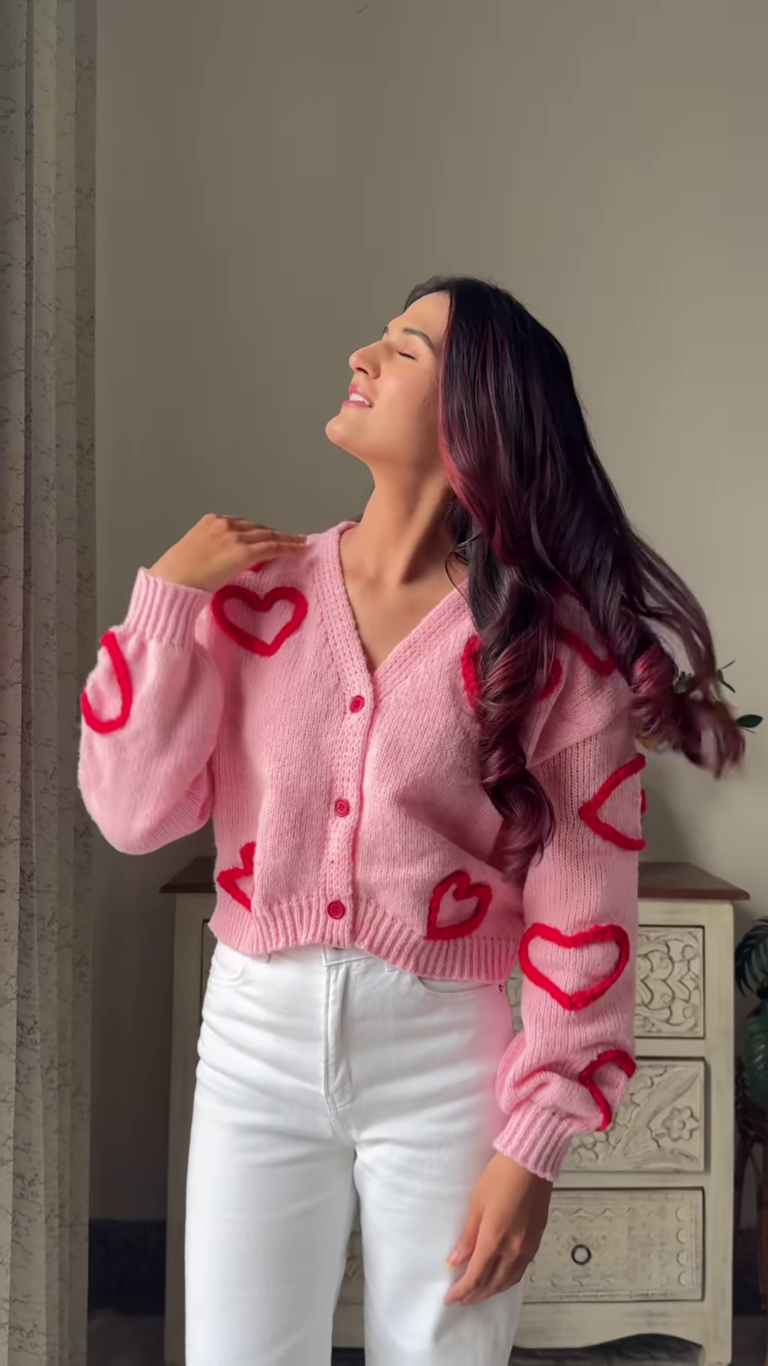 Heart & Ribbon Knitwear Collection π§Άπ With Embroidery & Bow Accents β Pink & Cream Variants - Image 3