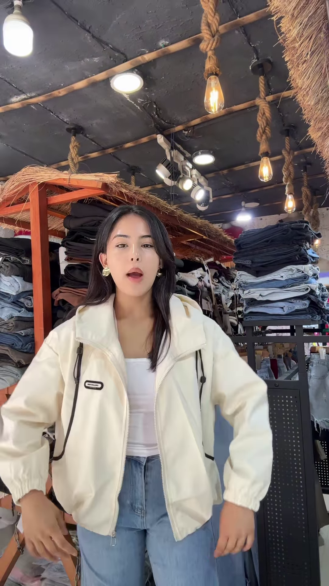 Women's Casual Zip-Up Jackets π§₯β¨ β Yellow, White & Maroon Variants Styled in Rustic Store Setting - Image 3
