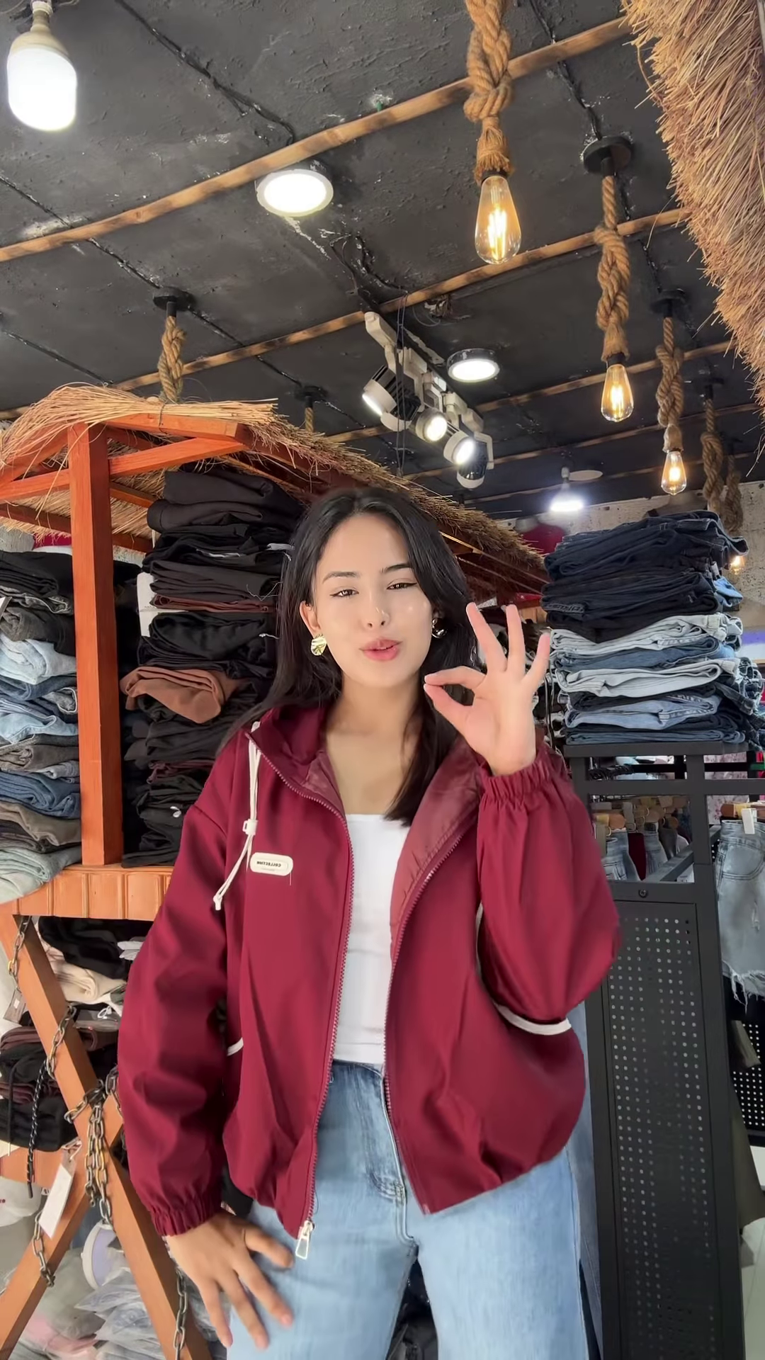 Women's Casual Zip-Up Jackets π§₯β¨ β Yellow, White & Maroon Variants Styled in Rustic Store Setting - Image 4