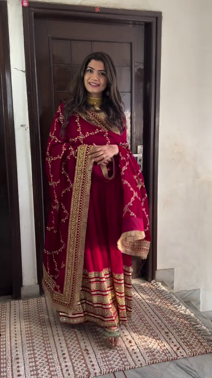 Regal Maroon Embroidered Anarkali Suit - Image 3