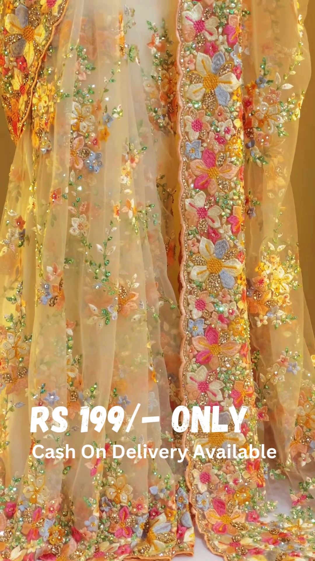 Hand-Embroidered Floral Net Saree – 5 Dreamy Shades