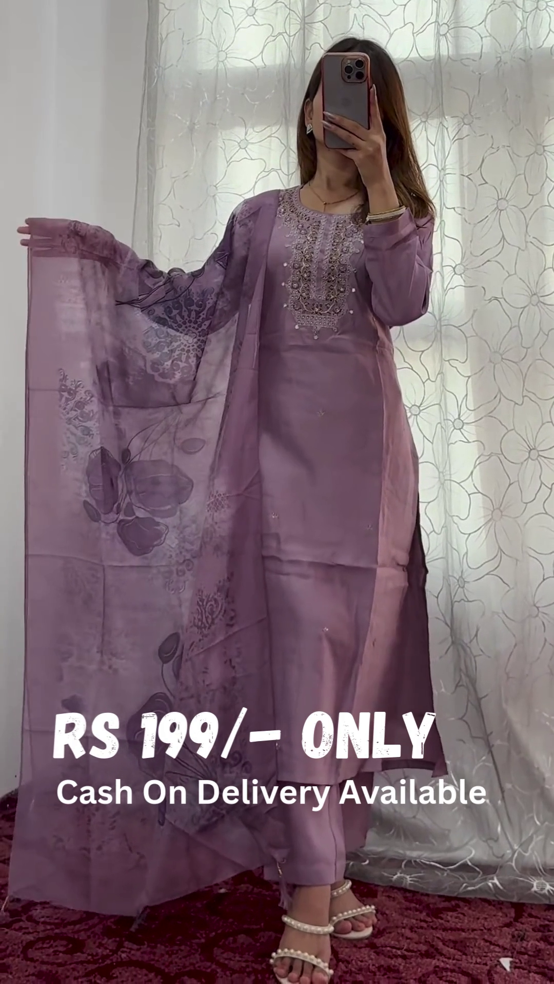 Lavender Luxe Embroidered Suit – Elegance in Every Thread - Image 2