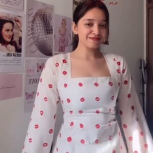 Chic White & Red Polka Dot Tassel Kurta Set
