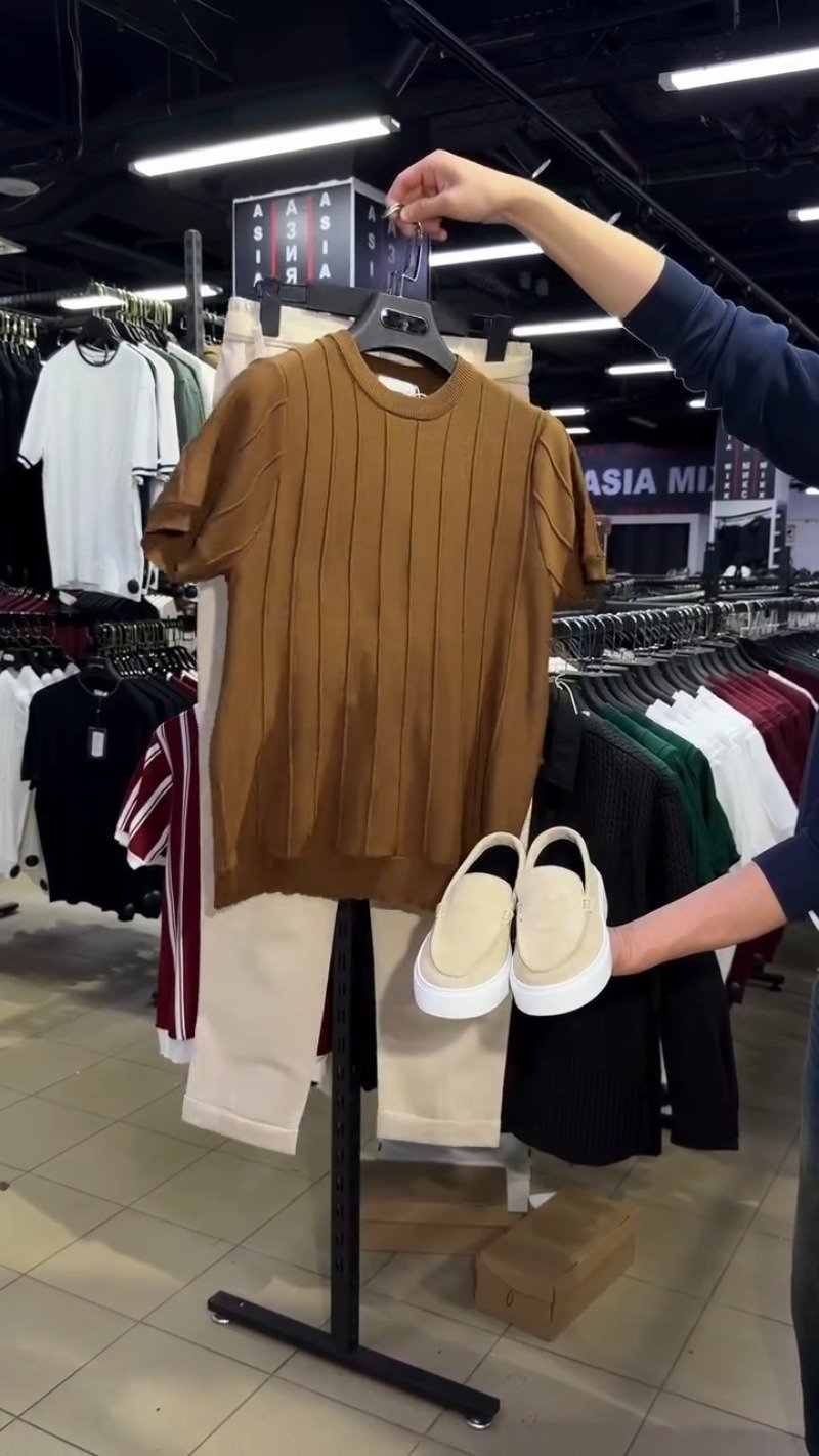 Minimalist Ribbed Knit Tee & Trouser Co-ord Set – Available in White, Brown, & Maroon - Image 3