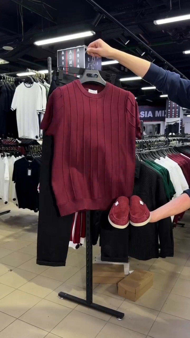 Minimalist Ribbed Knit Tee & Trouser Co-ord Set – Available in White, Brown, & Maroon - Image 5