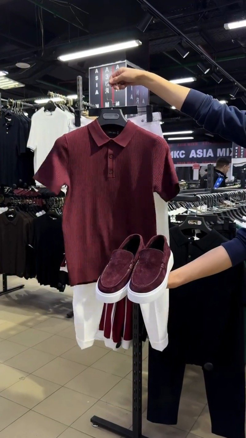 Minimalist Ribbed Polo & Trouser Co-ord Set – Available in Burgundy & Classic White