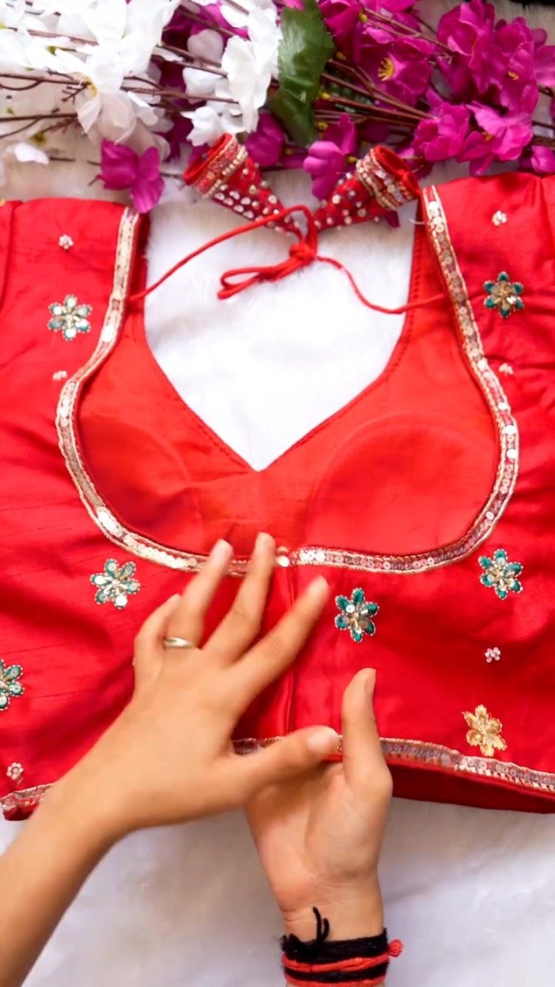 Opulent Hand-Embellished Sequin Blouse – Available in Red, White, Pink, Green & Purple - Image 2