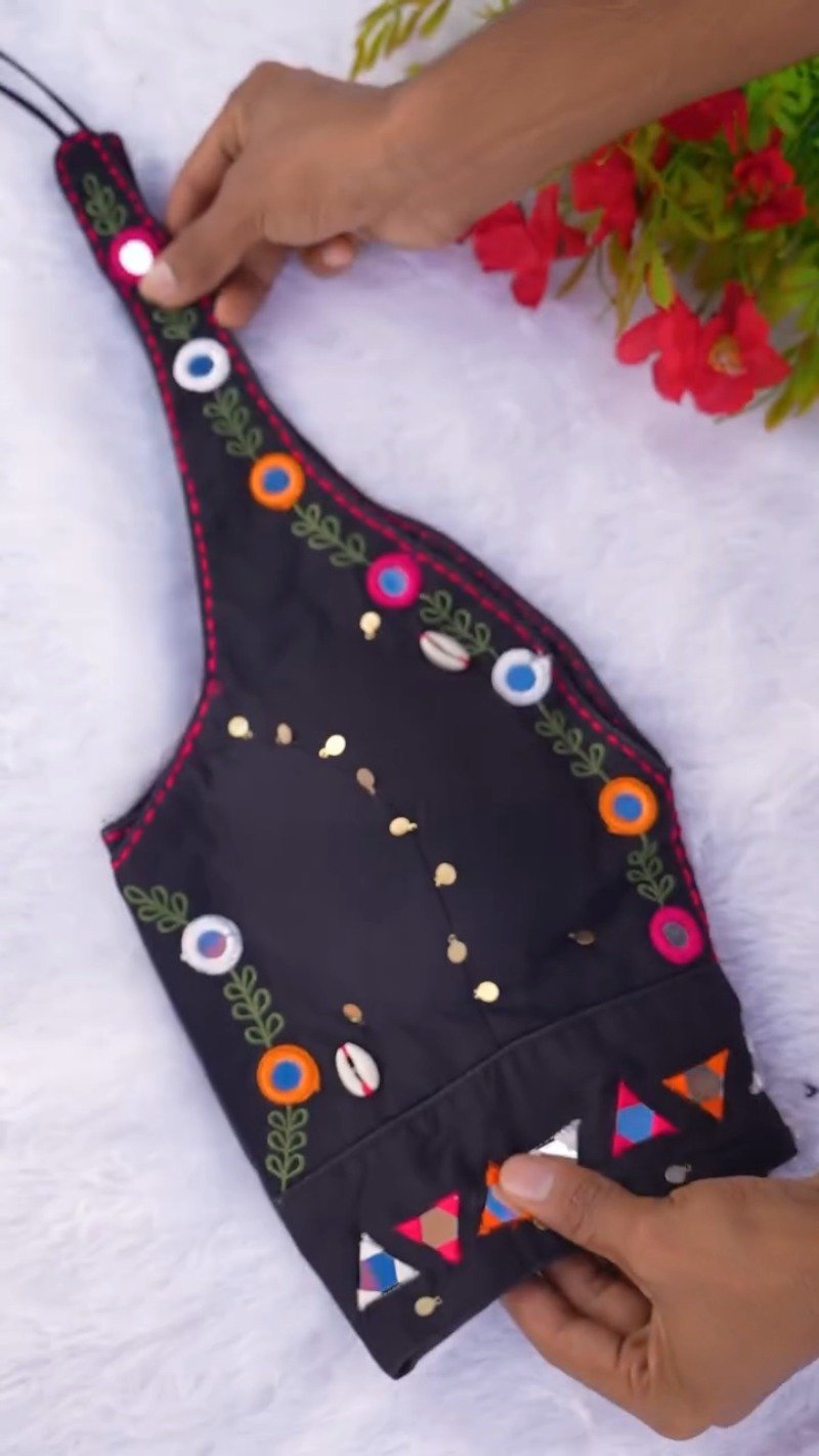 Boho-Chic Mirror Work Halter Neck Crop Top – A Summer Essential - Image 10