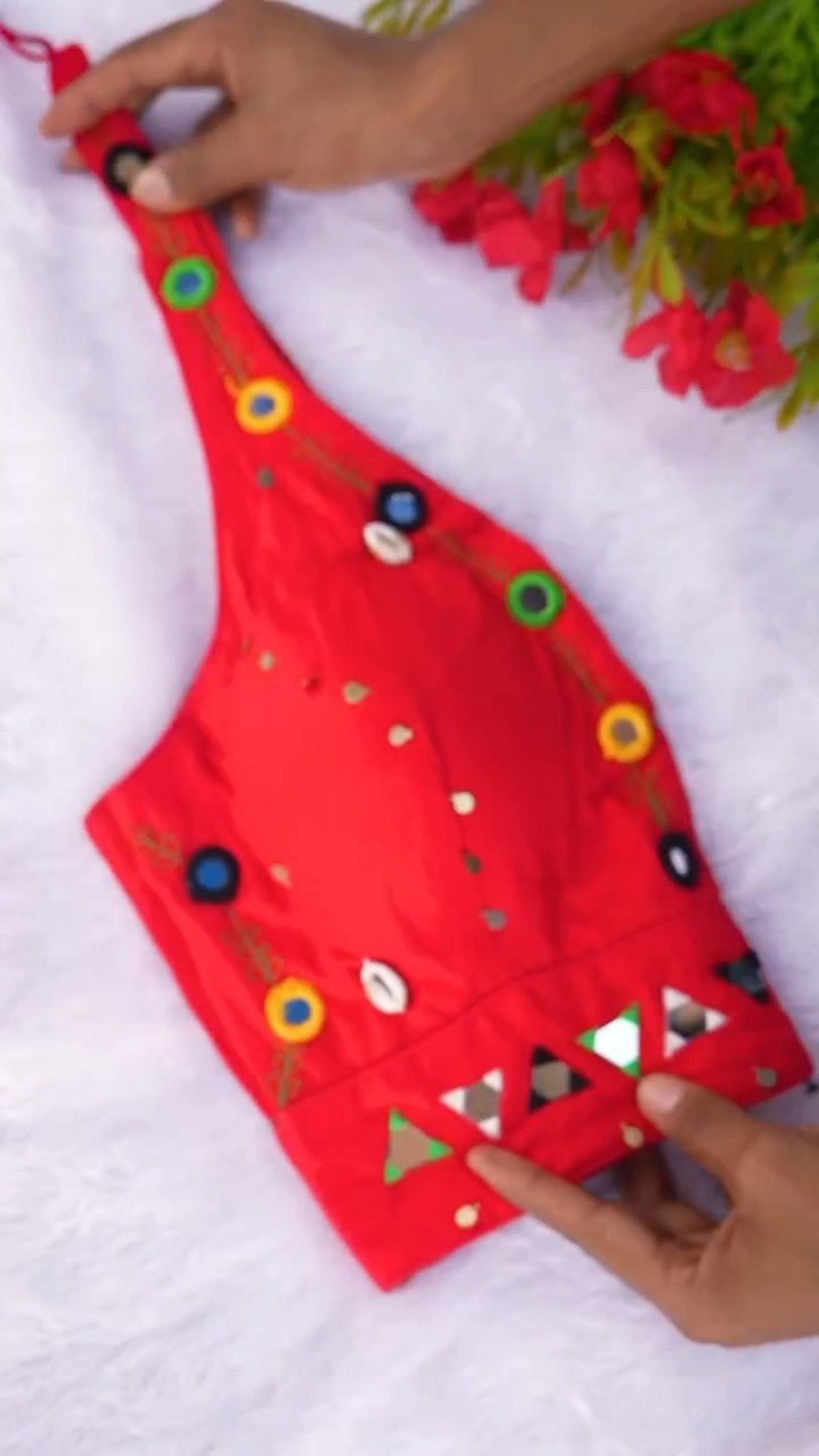 Boho-Chic Mirror Work Halter Neck Crop Top – A Summer Essential - Image 11