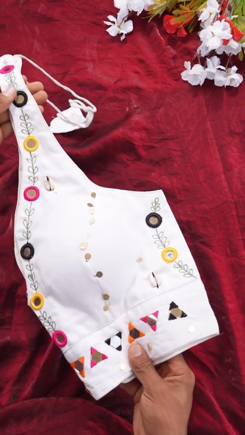 Boho-Chic Mirror Work Halter Neck Crop Top – A Summer Essential - Image 6