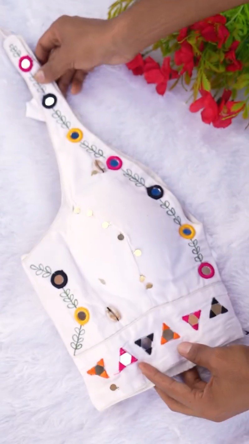 Boho-Chic Mirror Work Halter Neck Crop Top – A Summer Essential - Image 9