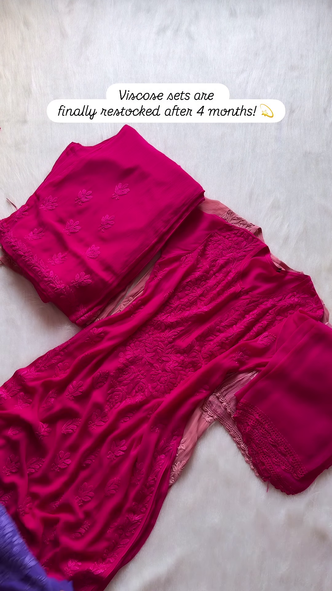 Vintage Onion Pink: Restocked Chikankari Viscose Kurti Set - Image 2