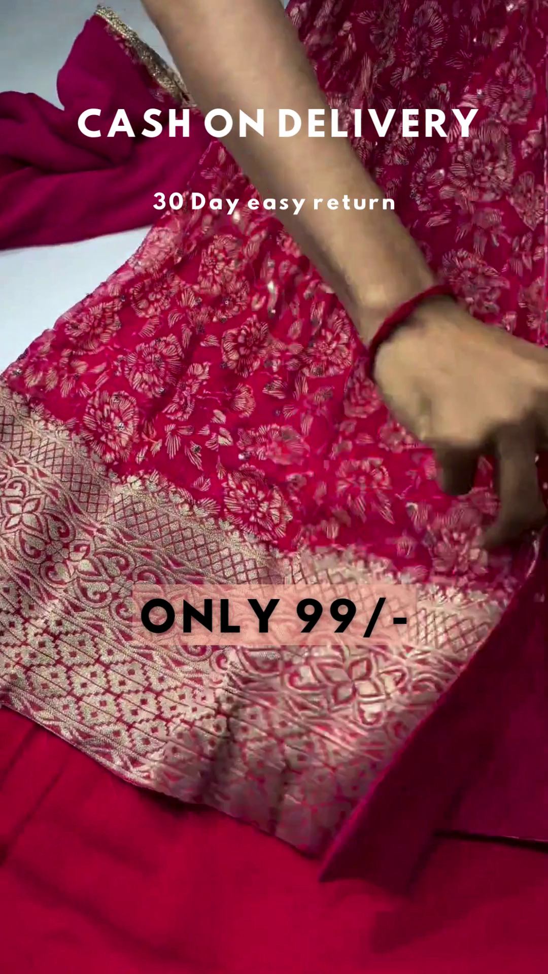 Fuchsia Royalty: Embroidered Floral Anarkali & Lehenga Set - Image 5