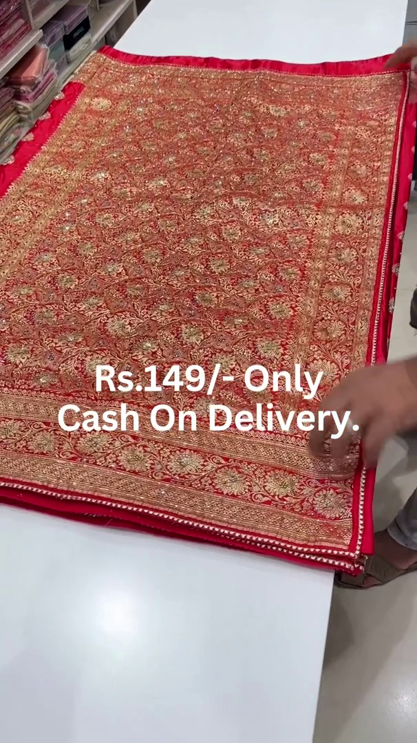 Crimson Heritage: Woven Banarasi Silk Festive Saree - Image 2